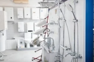 Water taps, faucets and showers, plumbering store